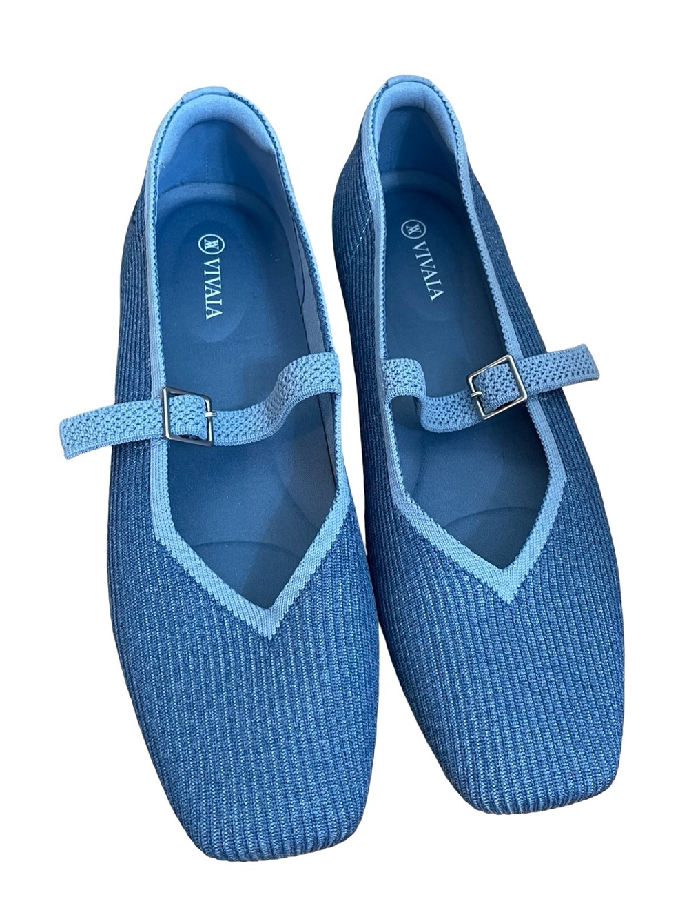 VIVAIA Square-Toe Margot Mary Jane Denim Blue - Picture 4 of 14